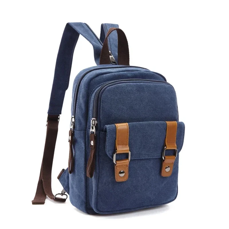 New Casual Backpack for Men Women Vintage Canvas Small Bag Outdoor Tirp Chest Bag Women Stylish Shoulder Bag Mochila