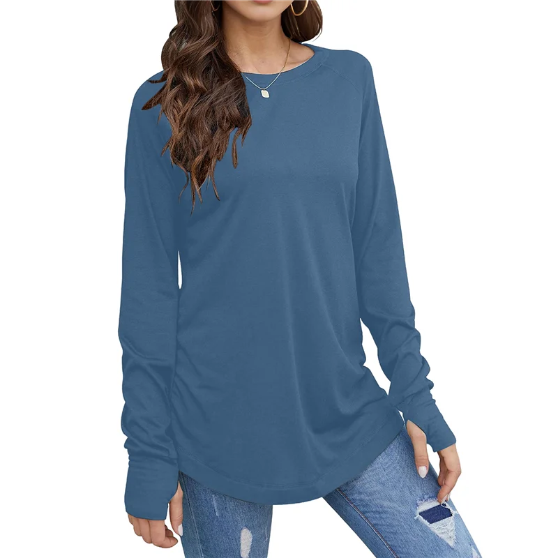 

ASDS-Womens Trendy Fall Oversized Long Sleeve Thumb Holes Shirts Casual Crewneck Loose Fit Fashion Clothes