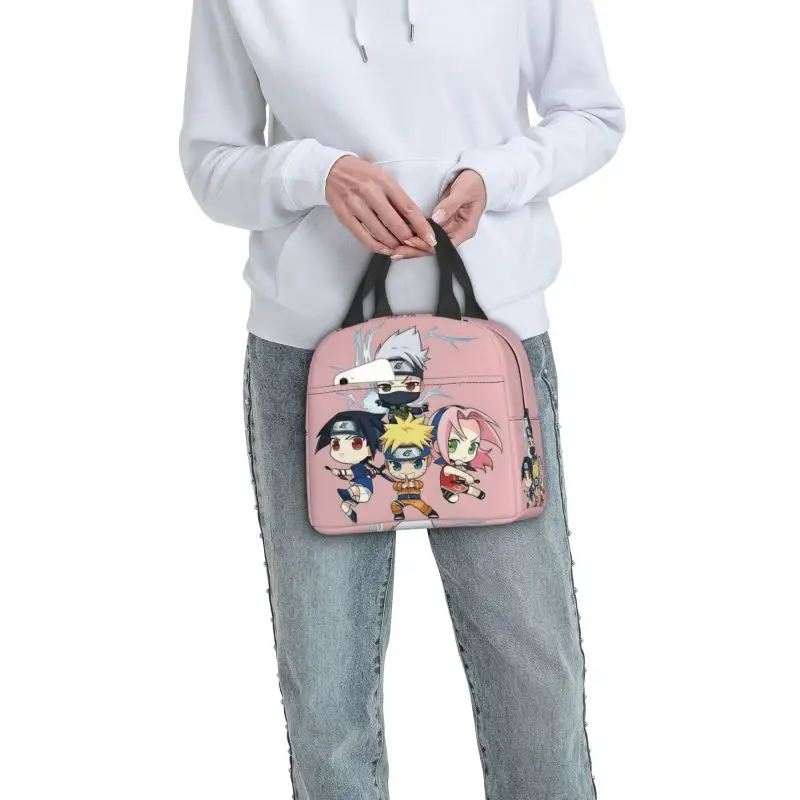 مخصص أنيمي N-Narutoes معزول أكياس الغداء للتخييم السفر مانعة للتسرب الحرارية برودة علب الاغذية النساء الأطفال