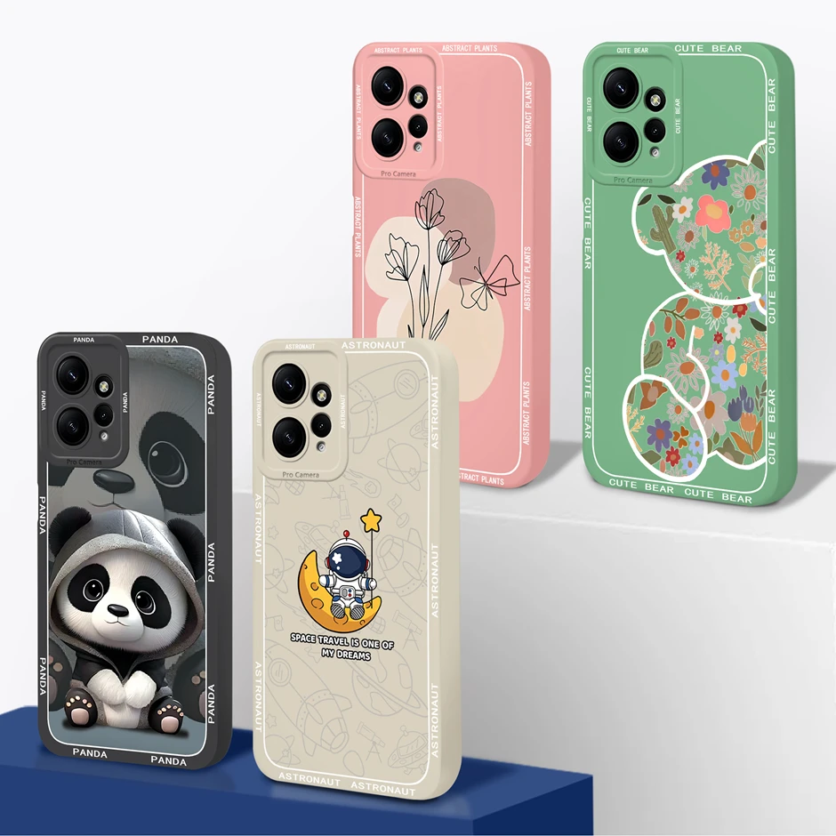 For Xiaomi Redmi Note 12 4G Case Pretty Flower Cartoons Style Pattern Liquid Silicone Shell For Redmi Note12 5G New Design Funda