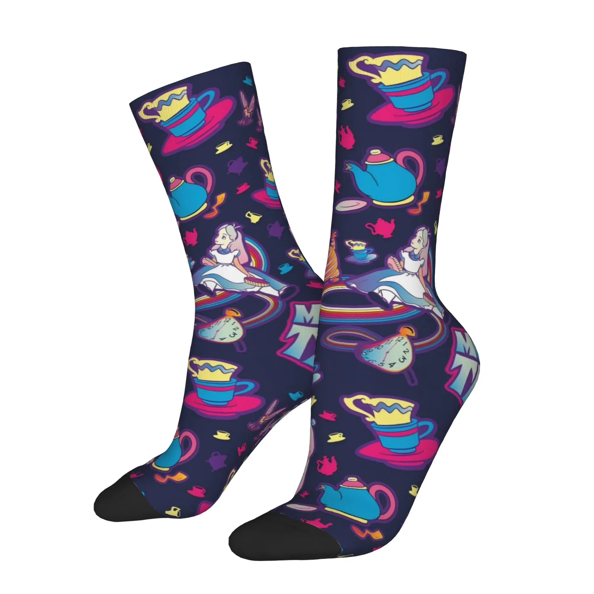 

Funny Sock Cheshire Cat Alice in Wonderland Vintage Quality Pattern Printed Men Crew Socks Novelty Men's Socks
