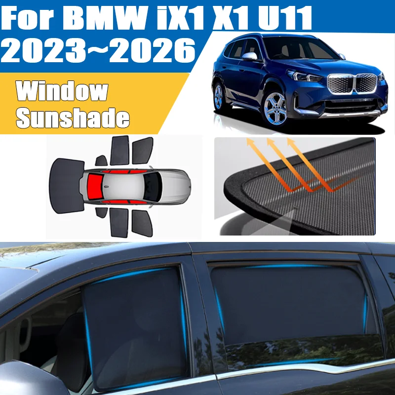 

For BMW iX1 X1 U11 2023 2024 2025 2026 Window Visor Heat Insulation Mesh Sunshade UV Protection Sunshade Car Curtain Accessories