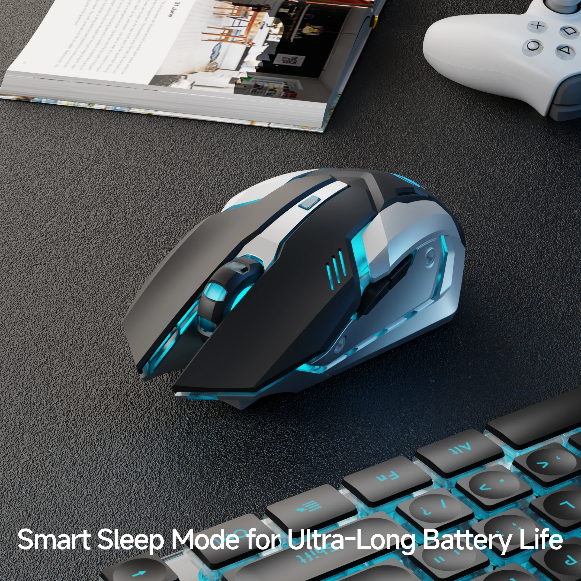 EWEADN Rechargeable Wireless Bluetooth Dual-Mode Mouse Silent, Ergonomic,Office, Laptop, Desktop, Gaming, Home, Lightweight
