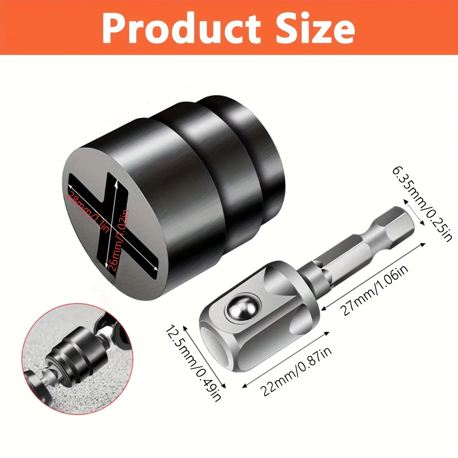 Set di 2 utensili a chiave inglese – 1 chiave a bussola + 1 cacciavite pneumatico a esagono, utensile manuale multifunzionale per la manutenzione domestica.