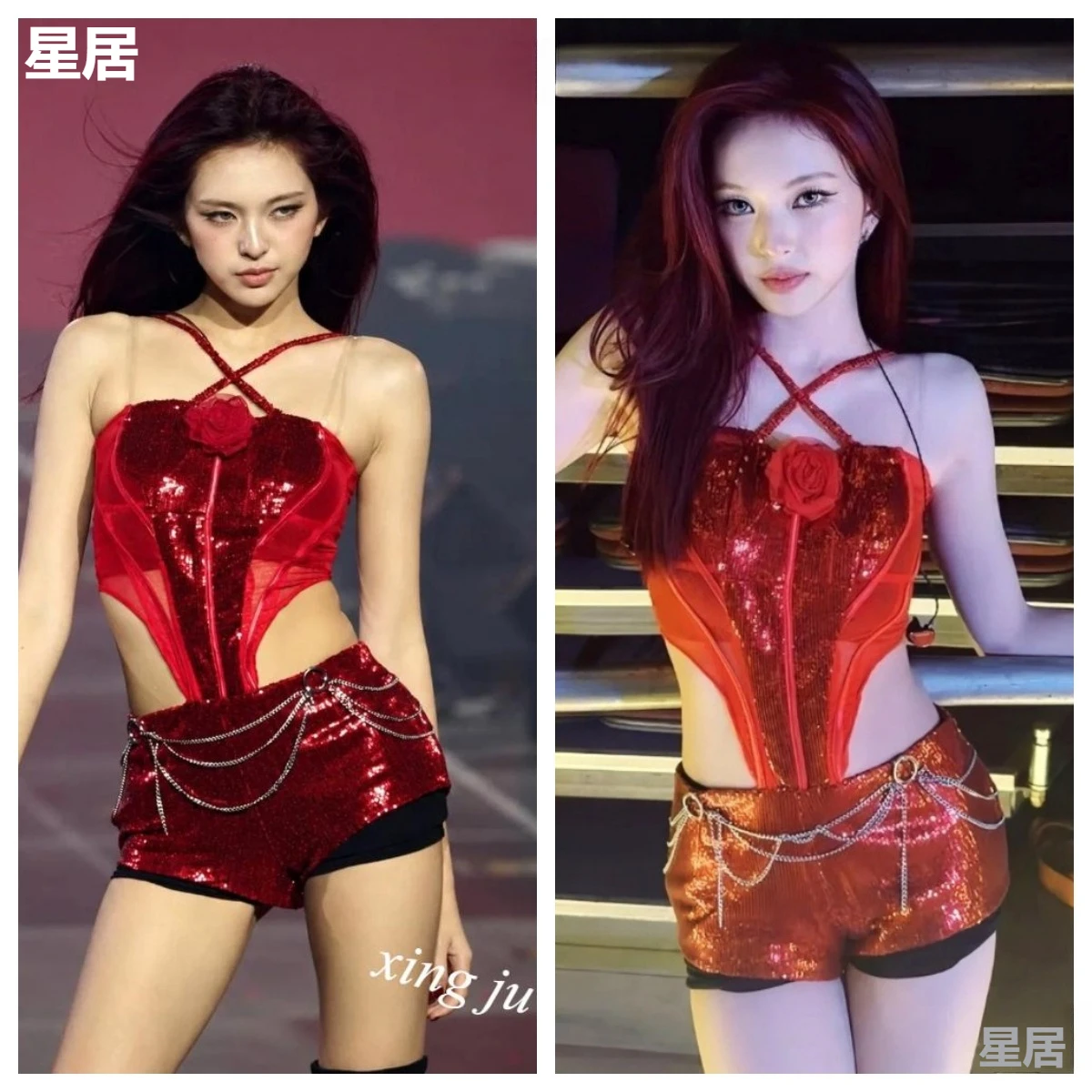 xing-ju-costume-da-cantante-donna-sexy-rosso-con-top-corto-a-collo-alto-e-paillettes-pantaloncini-aderenti-per-concerti-danza-jazz-festival-musicali-e-spettacoli-teatrali