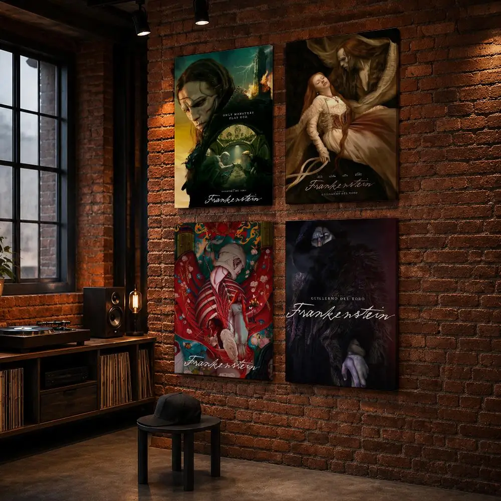 F-Frankenstein MOVIE Cool Framed Wall Painting Wood Canvas Poster For Living Room Bedroom Hallway Office Home Decor Gift