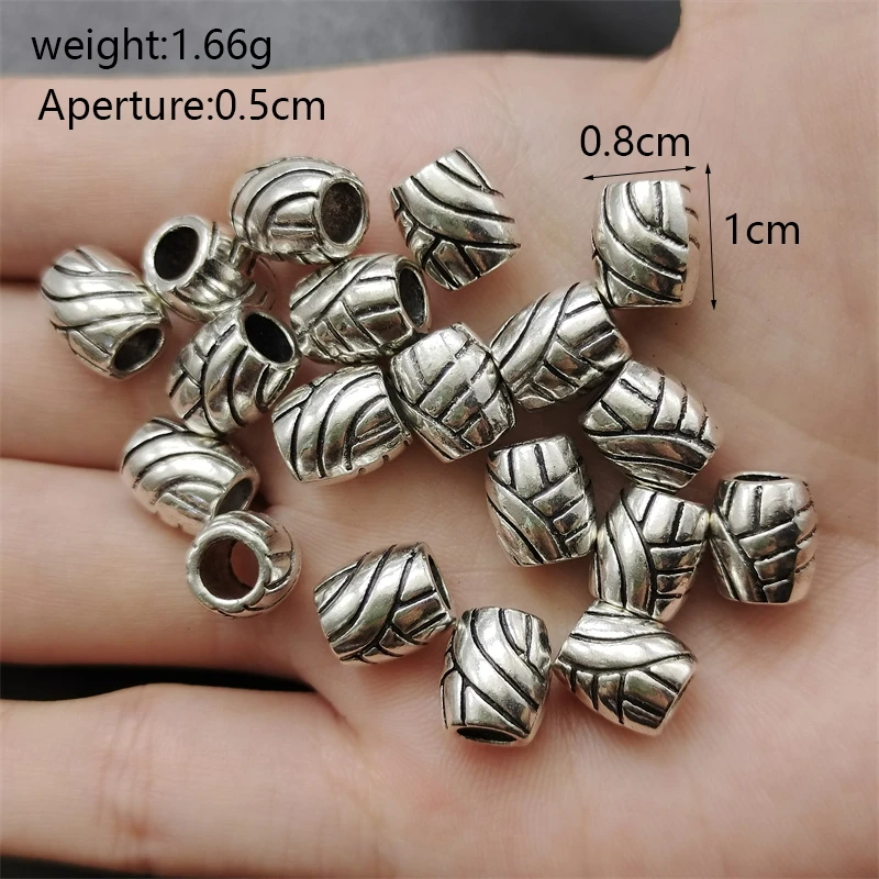 Tibetan Silver Metal Spacer Beads For Jewelry Making Big Hole 8-10mm Loose Connector Findings Bracelet Necklace DIY Accessories