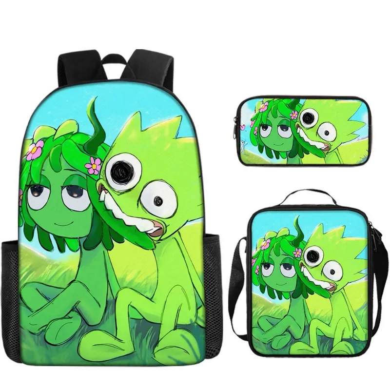 New Three-piece Backpack Sprunki Cross-shoulder Bag Pencil Box Incredibox Student Children's School Bag Friend Christmas Gift