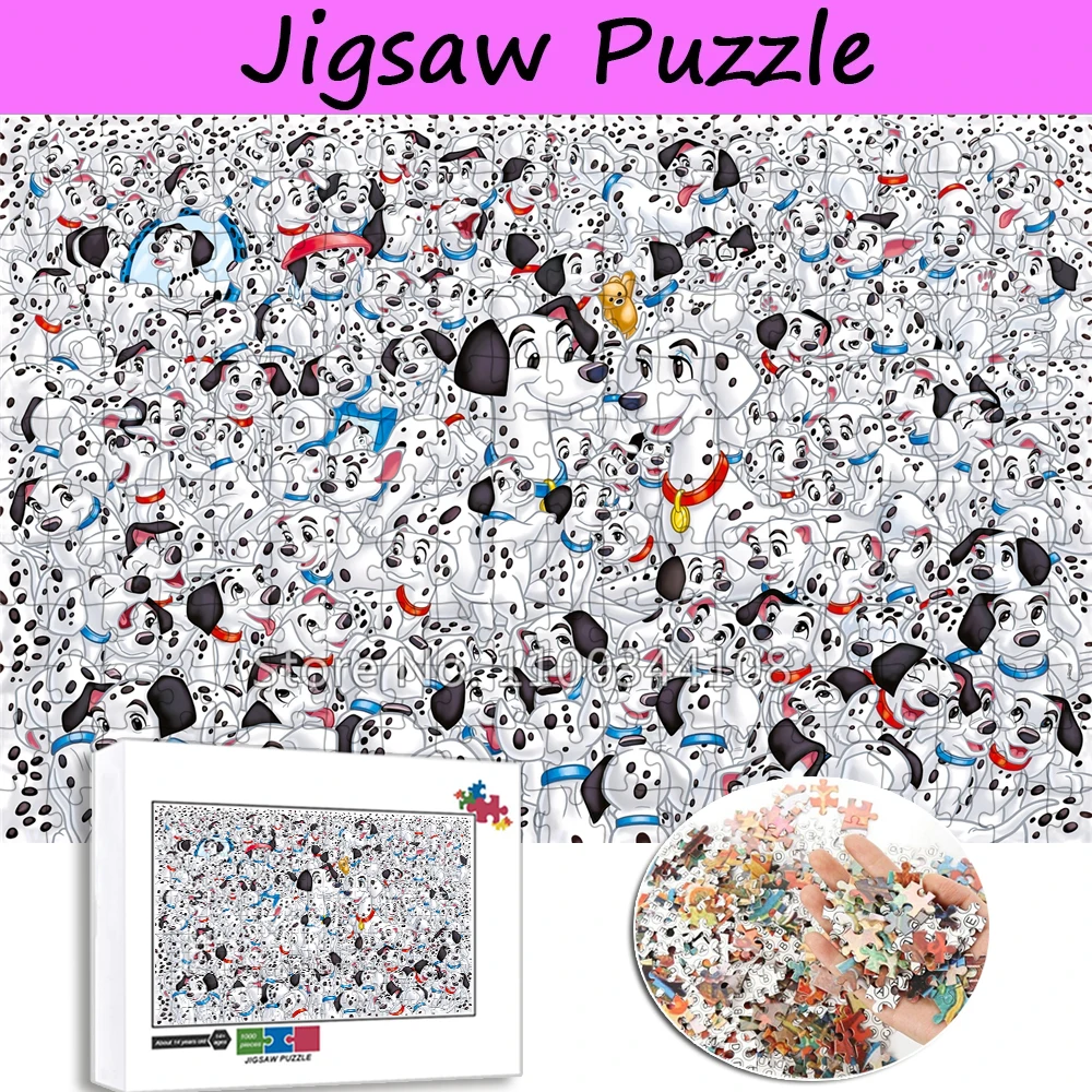 Disney 101 Dalmatians Jigsaw Puzzle Cartoon Movie 35/300/500/1000 Pieces Puzzles Adult Decompression Toys Kids Intelligence Game