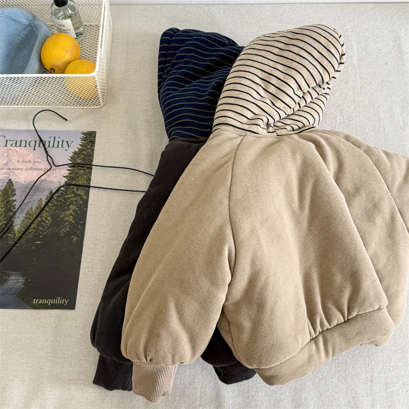  2025 أطفال معطف الشتاء الفتيان والفتيات مقنعين سترة قطن الكورية نمط سميكة الدافئة وسادة مبطنة للأطفال 1-8 سنوات #6