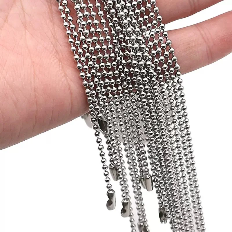 

100pcs Stainless Steel 2.4mm Ball Bead Necklace Chain Bamboo Jewelry Making Wholesale