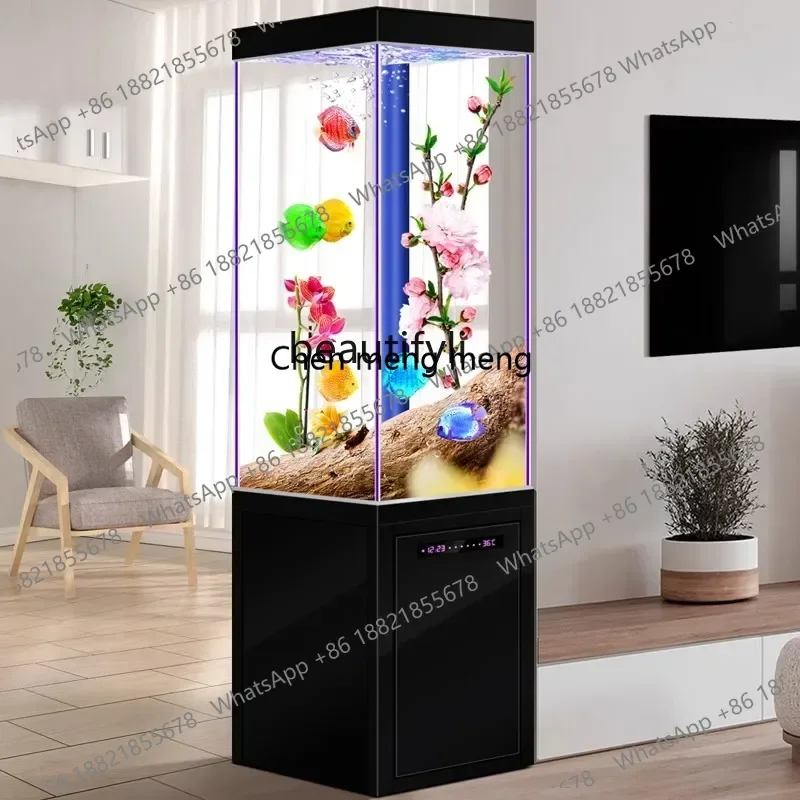 

Y183FF Ultra-white vertical small fish tank living room with cabinets integrated intelligent floor aquarium