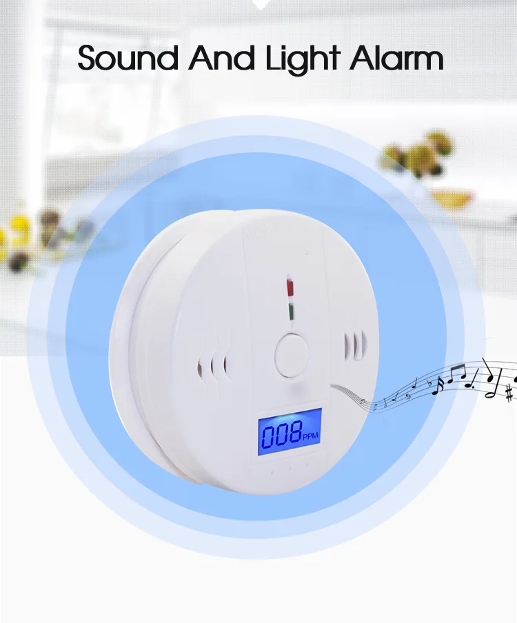 LCD CO Carbon Monoxide Detector Built In 85dB Sound To Highly Sensitive Poisoning Warning Alarm Sensor 50-300PPM