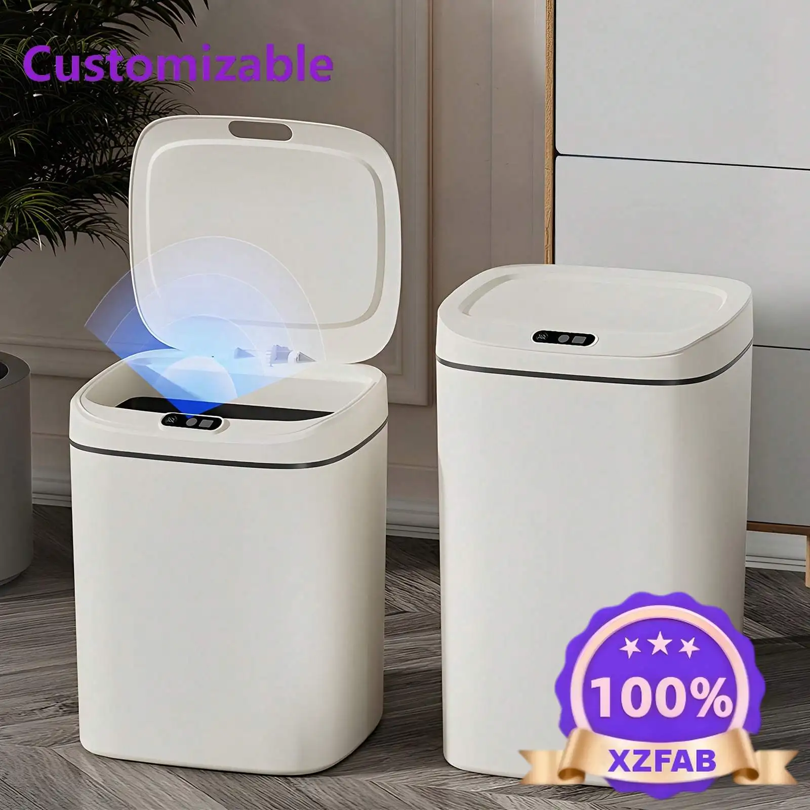Factory Direct 2026  Bathroom Trash Can With Lid, Non-Contact Automatic Motion Sensor, Smart