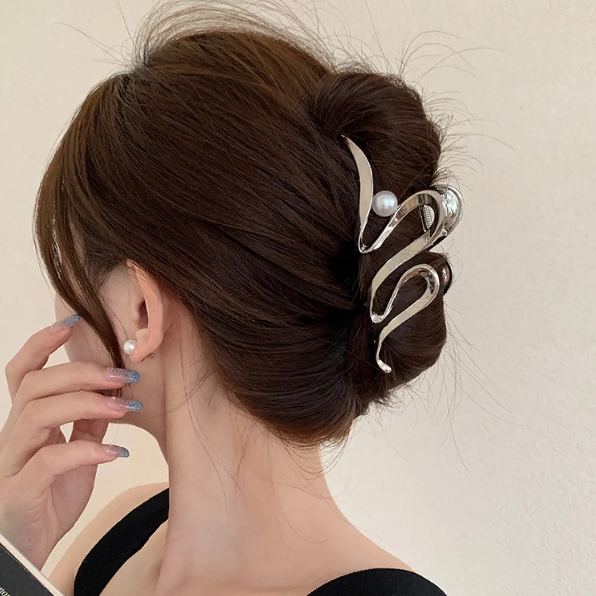 Trendy Simple Metal Big Hair Claw Hair Crab per le donne coreano Geometric Silver Color Hair Clips Hairpin Headband accessori per capelli