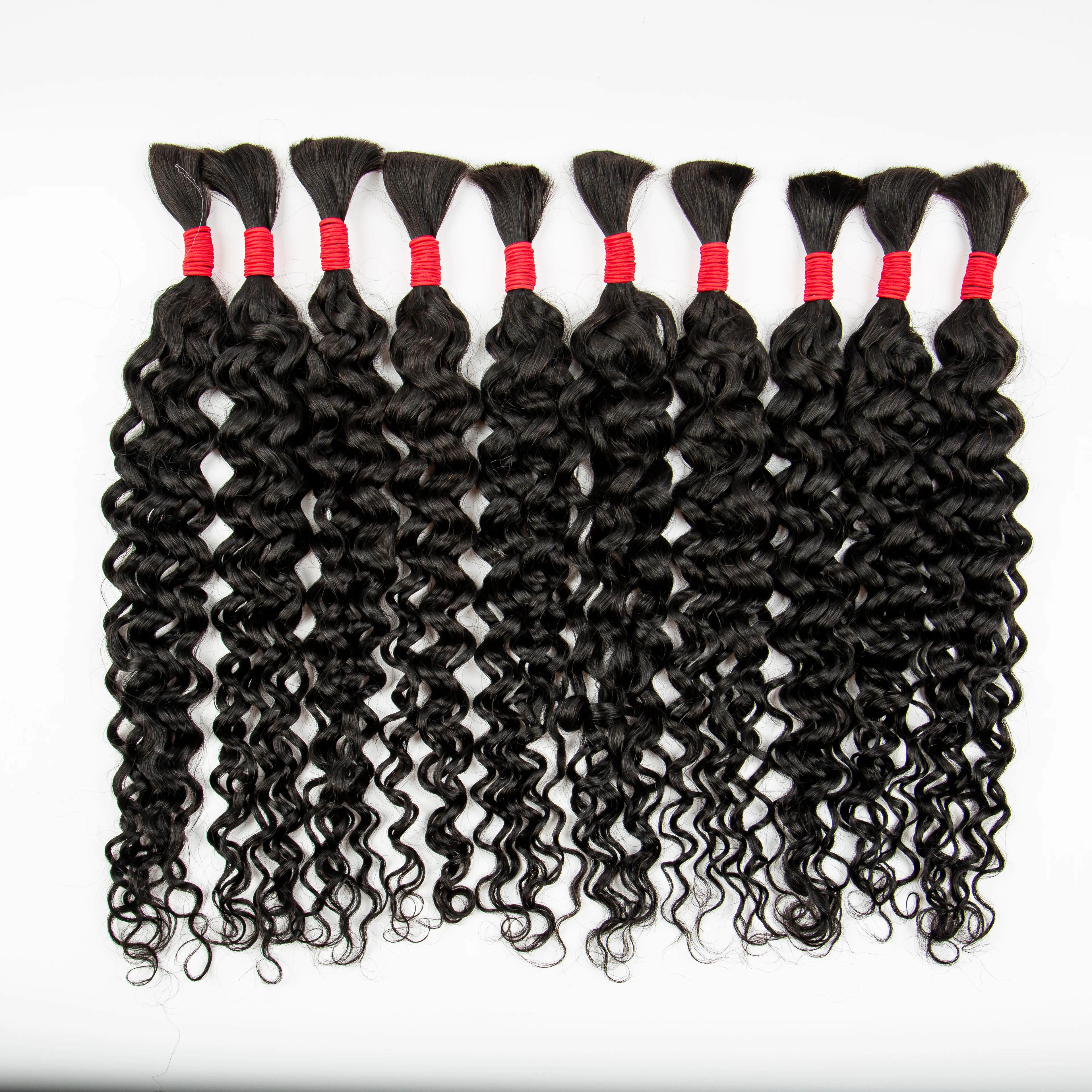 26 28 Inch Water Wave Bulk Human Hair for Braiding No Weft 100% Unprocessed Curly Human Braiding Hair Extensions for Boho Braids