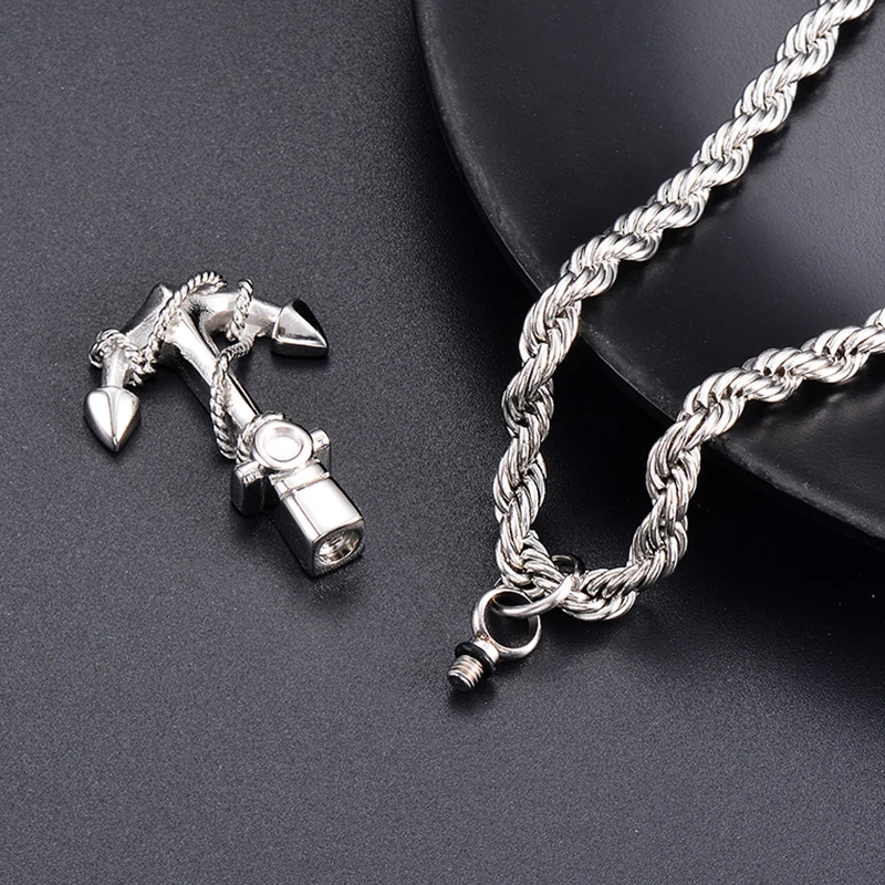 Fashion Stainless Steel Anchor Memorial Pendant Cremation Jewelry for Human Ashes Keepsake Urn Necklace Jewelry Free Engraving