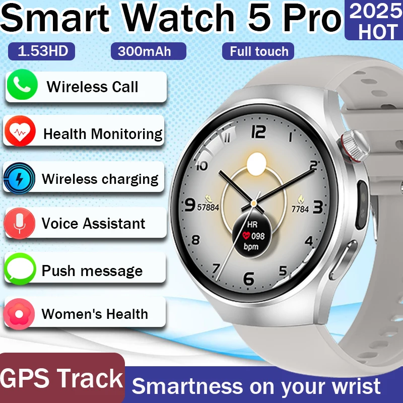 

2025 Новые Смарт-часы G5 Plus с GPS, полный сенсорный экран, 1,53 дюйма, AMOLED, мультиспортивный трекер здоровья, BT Call, водонепроницаемые умные часы