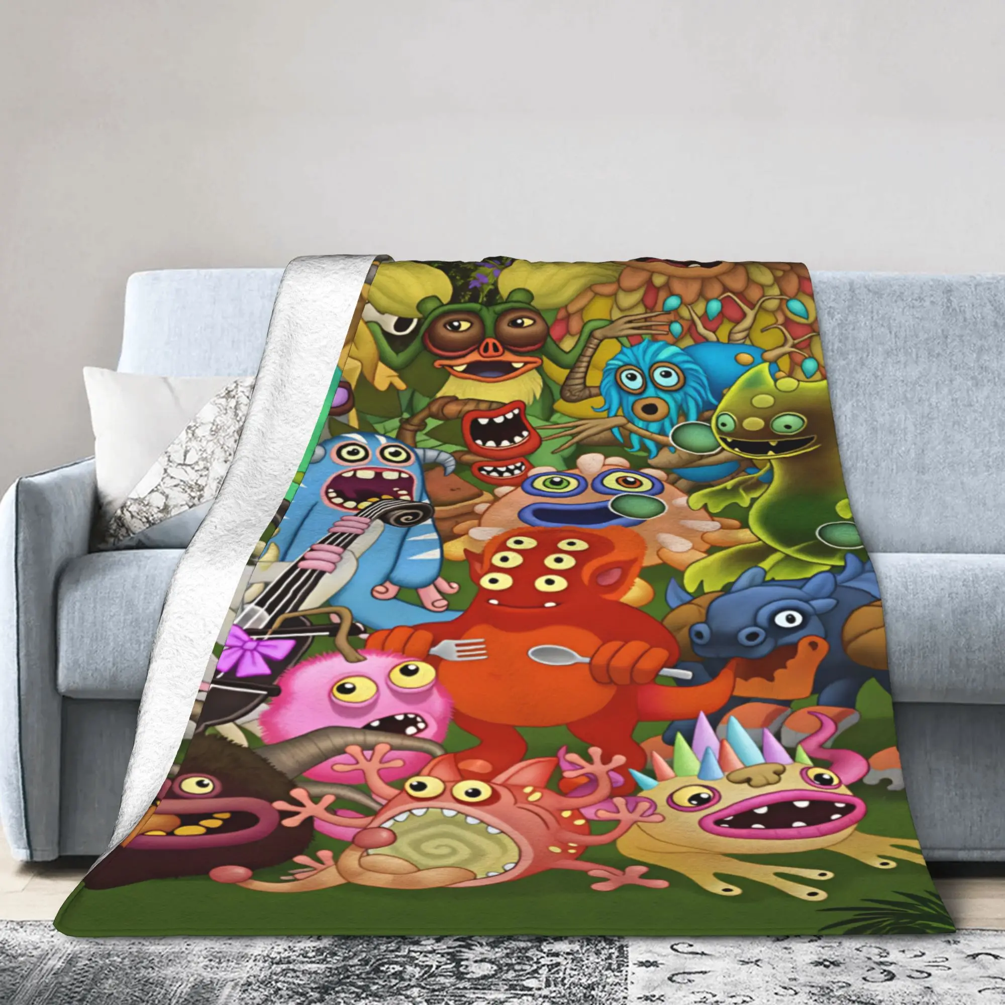 My Singing Monsters Video Game Cartoon Blankets Quality Soft  Throw Blanket Spring Students Couch Chair Sofa Bed Print Bedspread
