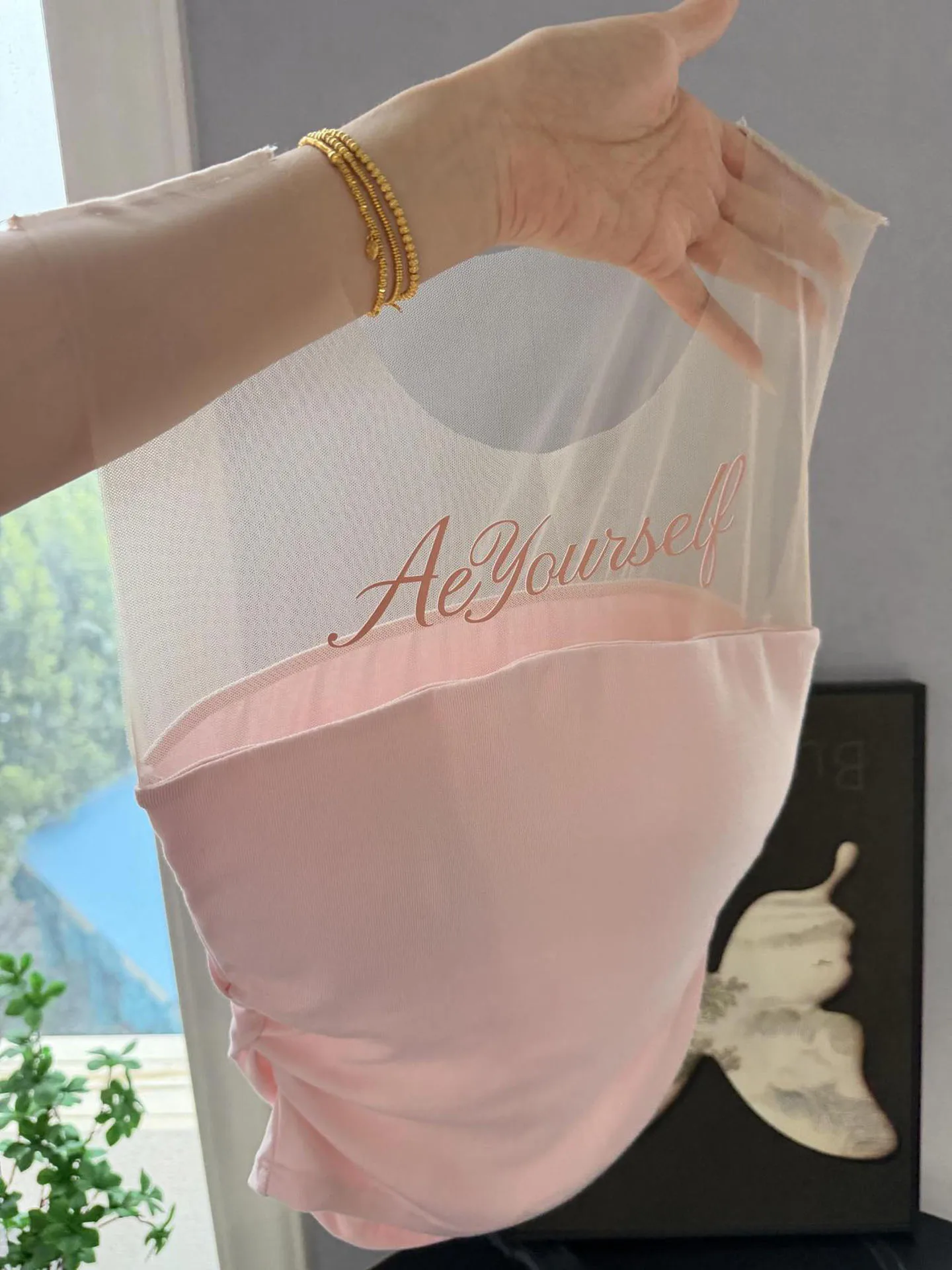Pure Desire Girl Sensation Strap Vest Women's Autumn Outerwear Inner Match Slim Fashion Mesh Date Outfit Elegant Top