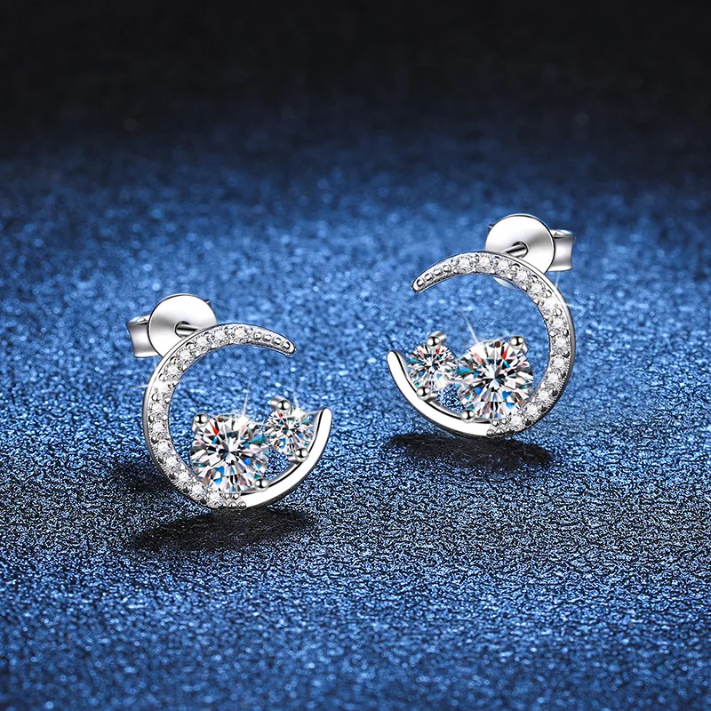 

Moissanite Earrings For Women D Color VVS1 Lab Grown Diamond Ear Studs 925 Sterling Silver Plated Gold Fine Jewelry Party Gift