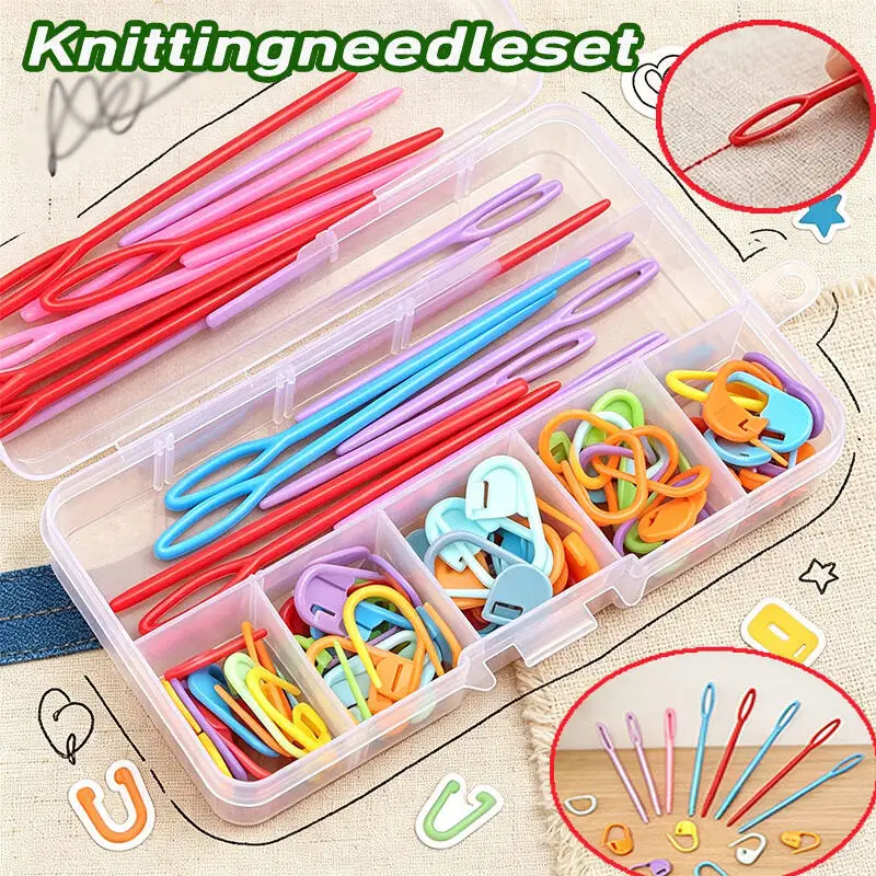 1-10 Boxen Mehrfarbige Kunststoff-Clips Strick- und Häkelmarkierer Maschenmarkierungsclips Maschenmarkierringe DIY-Nähwerkzeuge – Detail 1