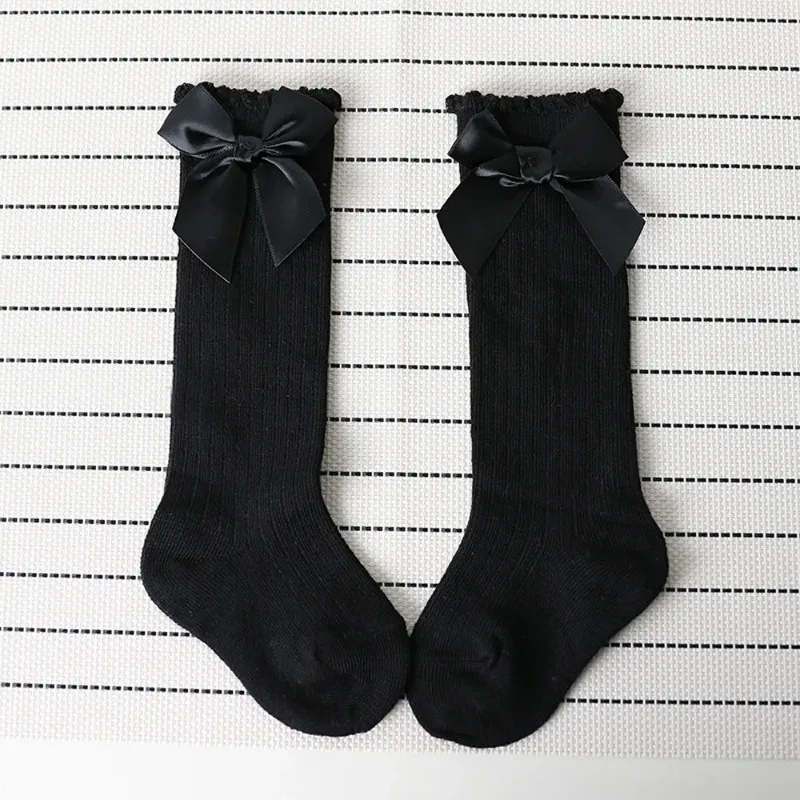 Kids Socks Toddlers Girls Big Bow Knee High Long Soft Cotton Lace Baby Kniekousen Meisje Wholesale Children Clothing Baby Stuff