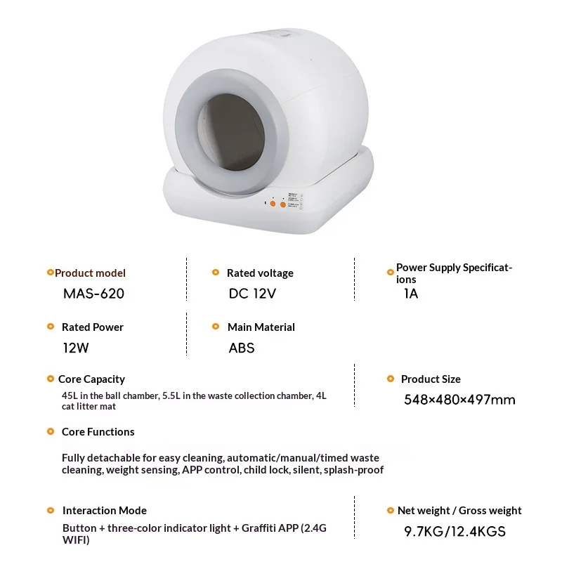 Caja de arena autolimpiable para gatos con control de olores y app - imagen 4