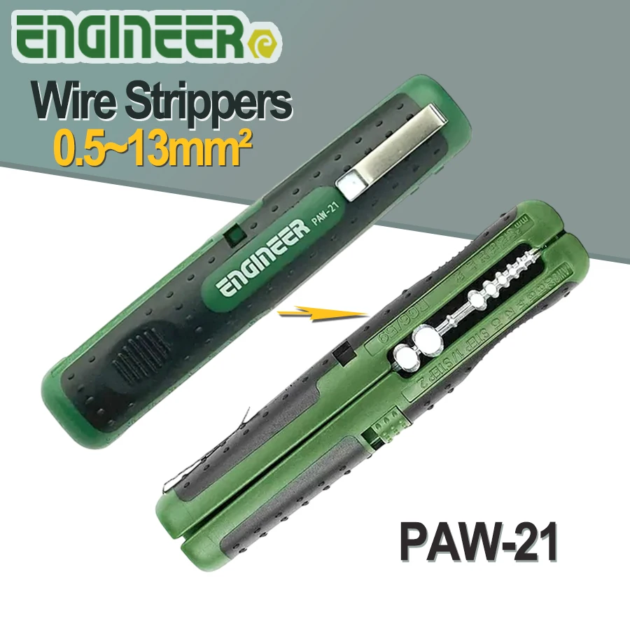 

Engineer PAW-21 Mini Wire Stripper and Cutter Multiple Heavy Duty Wire Stripping Tool Working Range 0.5 - 6.0m㎡