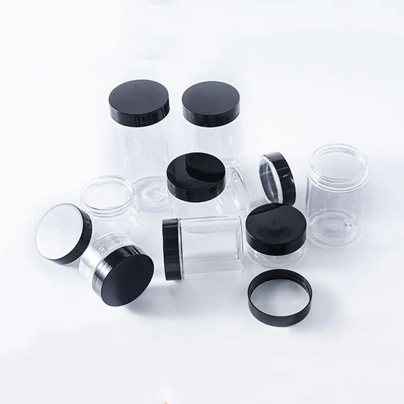 14 OZ  Empty Clear Plastic Jars with Black Lids, for Kitchen Food & Home Storage, powder, Cream, Scrubs, Cookie,Dried Fruit