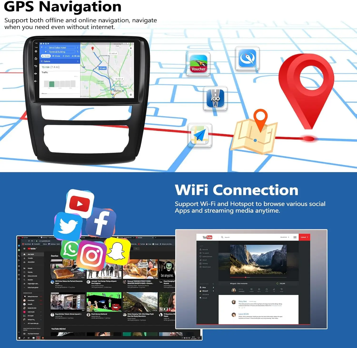 ستيريو سيارة 2G + 64G لسيارة Chevy Traverse 2013-2017 مع CarPlay Android Auto اللاسلكي، شاشة لمس 9 بوصات GPS Bluetooth WiFi RDS FM Back #4