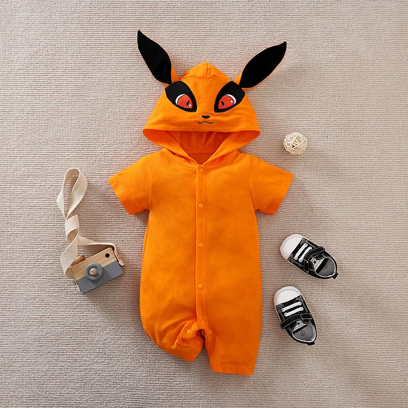 Newborn Clothing Cute Anime Fox Role-Playing Cotton Comfortable And Soft Boy And Girl Summer 0-18 Short Sleeved Baby Jumpsuit