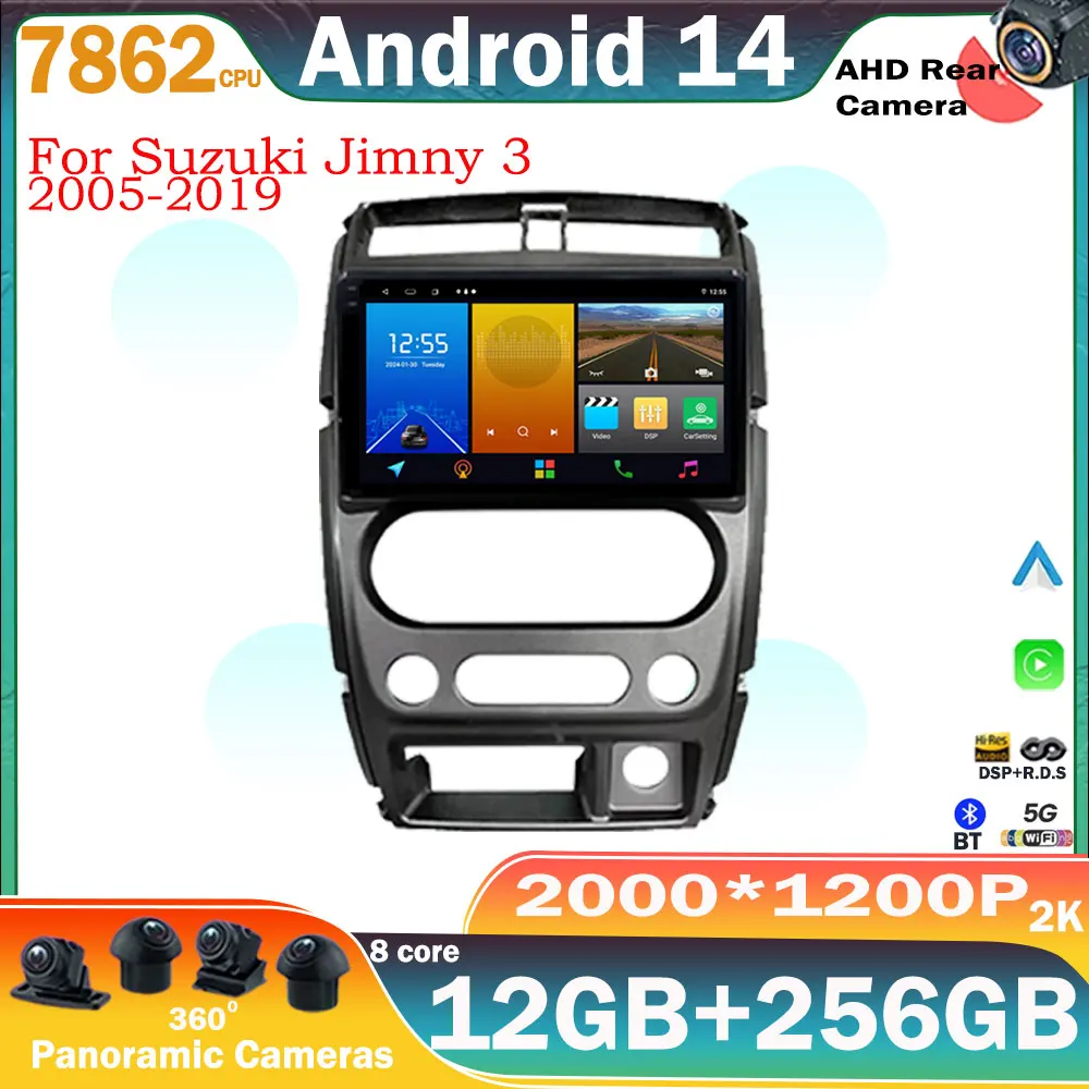 Android 14 For Suzuki Jimny 3 2005  - 2019 Car Stereo Unit Multimedia Radio Player GPS BT Carplay Android Auto No 2DIN DVD QLED