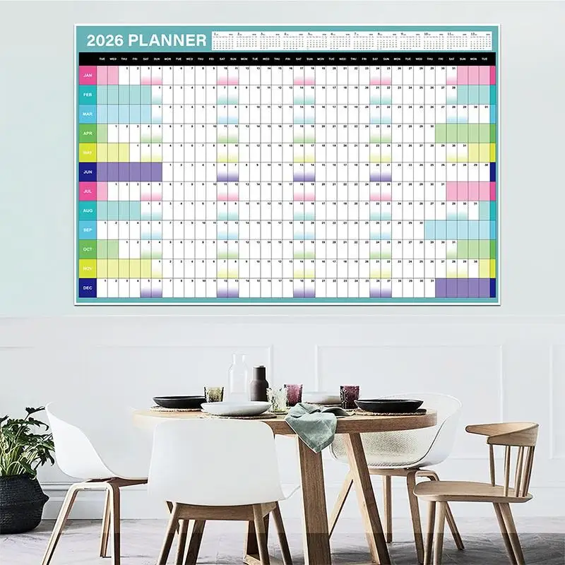 2026 Yearly Wall Calendar Poster With Stickers Large Planning Schedule Home Office Organization Time Management Tool Schedule