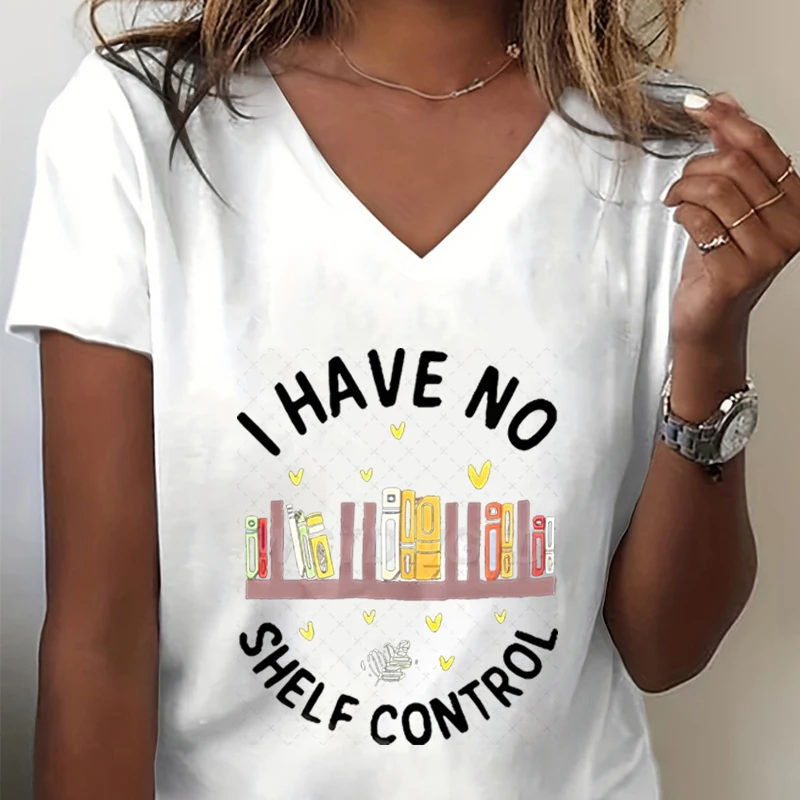 I Have No Shelf Control Women T-Shirt Funny Bookworm Gift Tees Librarian Bookish Shirt Reading Book Lover Gifts Teacher Clothes view 2