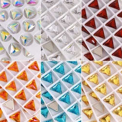 Triangle High Quality Glass Sew On Rhinestones Glitter Flat Back Crystal AB Stones Rhinestones for Sewing Clothes Decoration