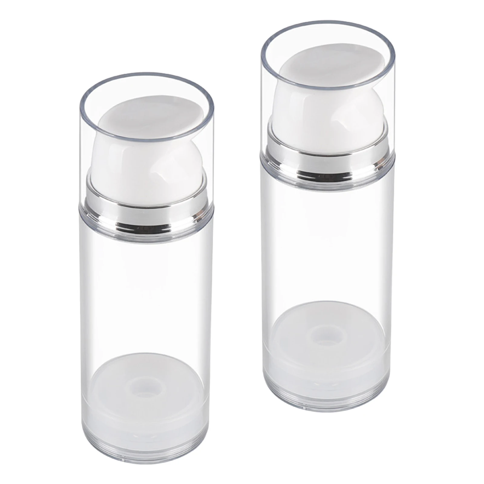

2pcs Airless Pump Bottle Refillable Empty Travel Lotion Containers Dispenser Portable For Face Cream Shampoo Hand
