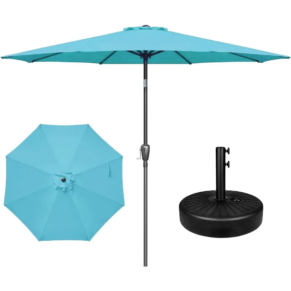 Poolside Beach Umbrella for the Beach for Outdoor Lawn Garden Parasol Camping Turquoise and Black Patio Umbrellas and Rules Deck