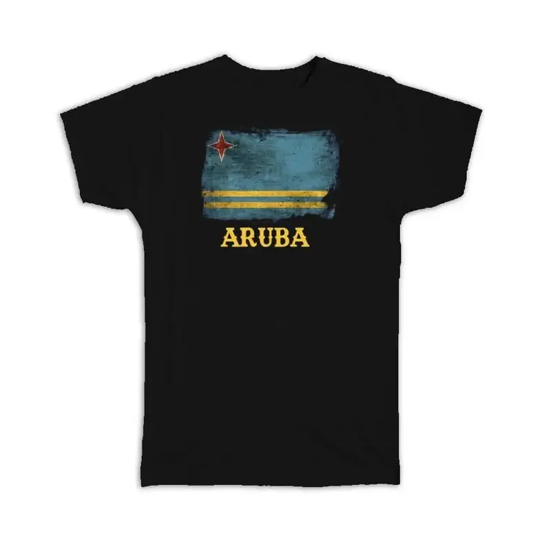 T-shirt Souvenir Drapeau Aruba Effet Vieilli – Fierté Arubaine – Amérique du Nord