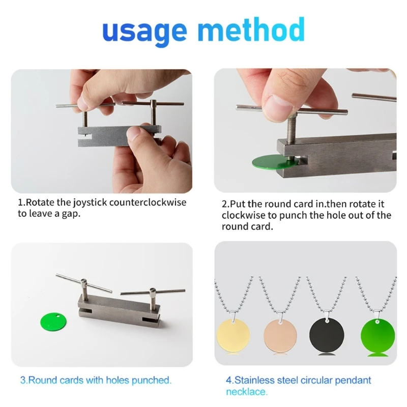 Metal Hole Puncher 1.5mm/2.0mm Aperture Aluminum Silver Sheet Punching Tool Suitable for DIY Earrings and Hair Accessory 37JB