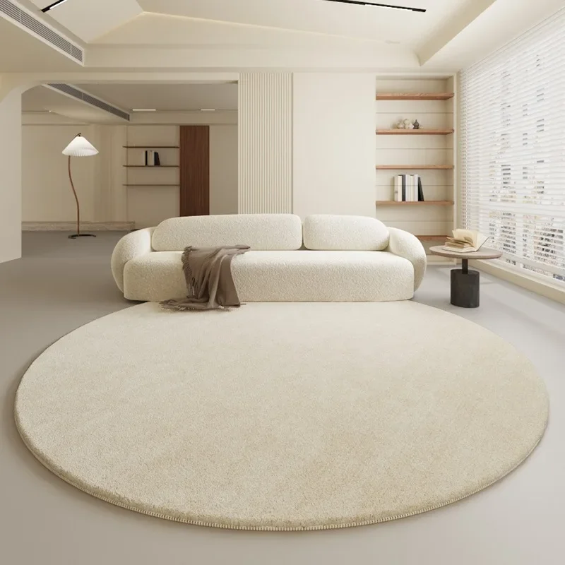 Simple Imitation Cashmere Carpet Round Luxury Thick Anti Slip Coffee Table Rug Kids Computer Chair Floor Mat Modern Home Decor