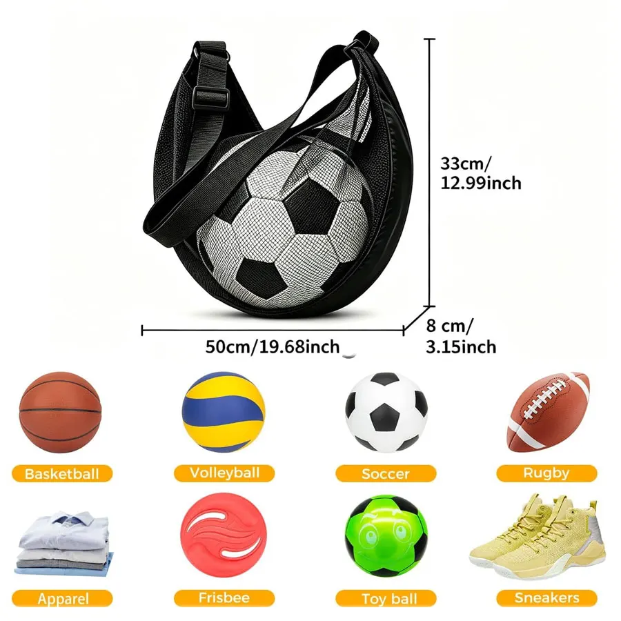 New 4/2/1pcs Anti-Tear Mesh Single Ball Bag Portable Storage Net Bag Fits Size 7 Basketball Soccer Volleyball Adjustable Strap view 2