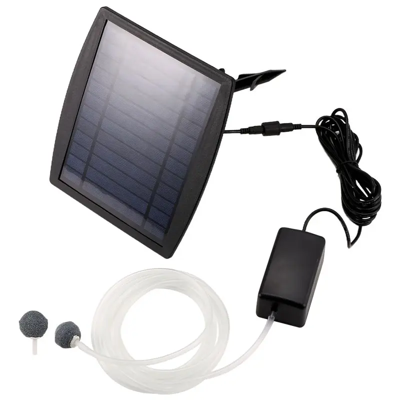 

YLS-Aquarium Air Pump Oxygenator, 2.5W Solar Air Pump With 2 Air Bubble Stones, Solar Pond No Noise Solar Aerator For Pond