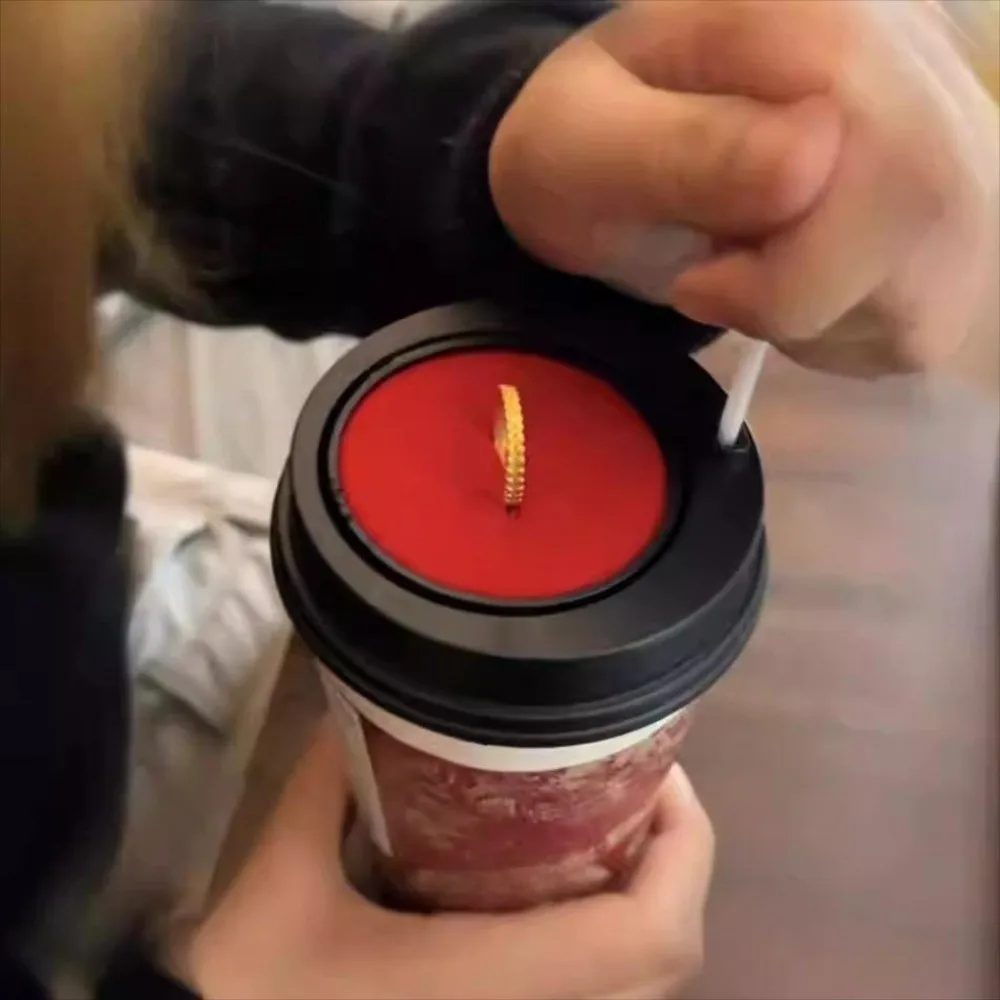 Rotating First Cup of Milk Tea Creative Ring Box Modern Style Storage Heart-shaped Flip-up Lid Jewelry Box DIY Compact
