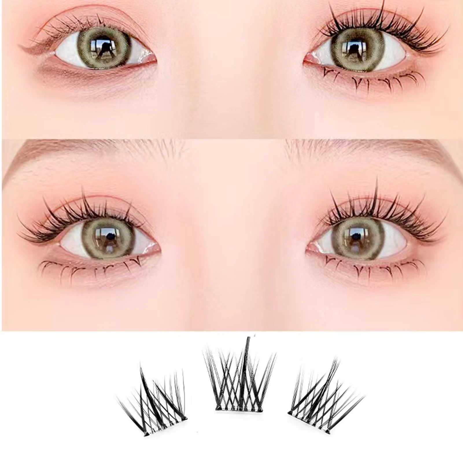 Glue-free Eyelash Extensions Fluffy Volume Soft Long Segmented False Eyelashes for Professional Salon Use