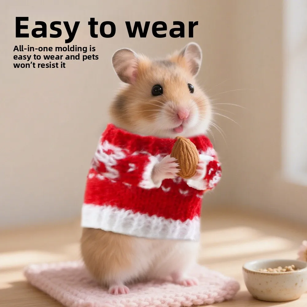 New Christmas Hamster Knit Sweater Clothing for Golden Hamsters Gerbils Small Pets Photo Outfit Cute Warm Pet Apparel