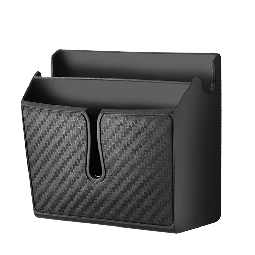 

Carbon Fiber Storage Box Organizer Card Holder Bag Cellular Phone Phones Seat Case