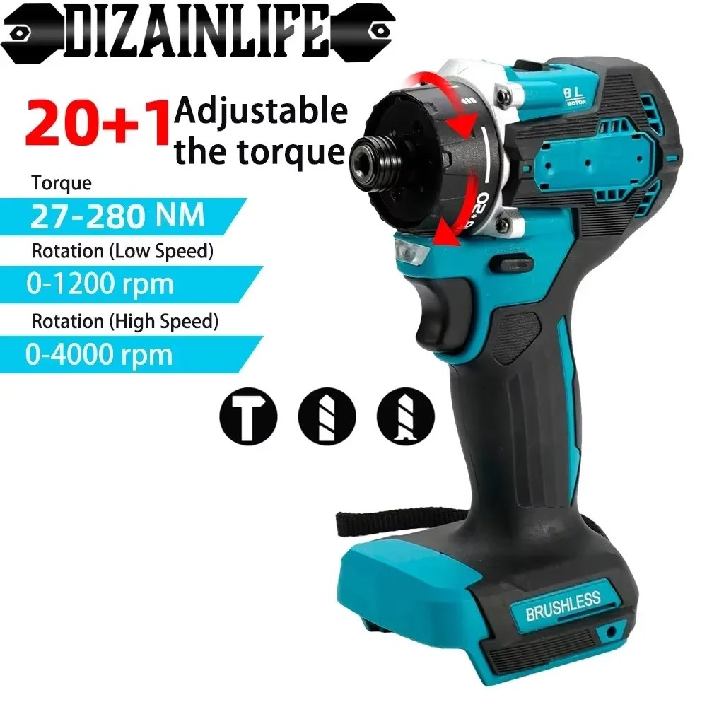 20+1 Torque 280N.m Cordless Electric Screwdriver Drill 1/4