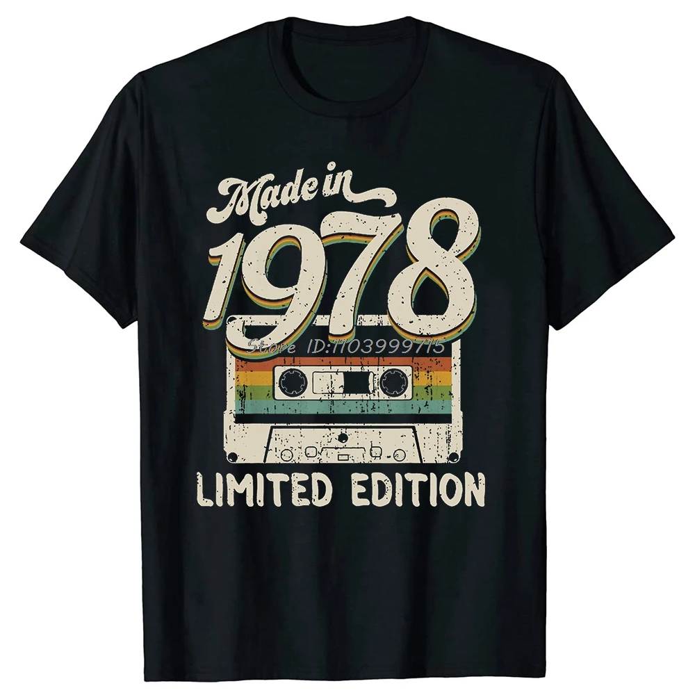 Camiseta Vintage hecha en 1978 para hombre, prenda de vestir, de edición limitada, todas las piezas originales, a la moda, informal, básica