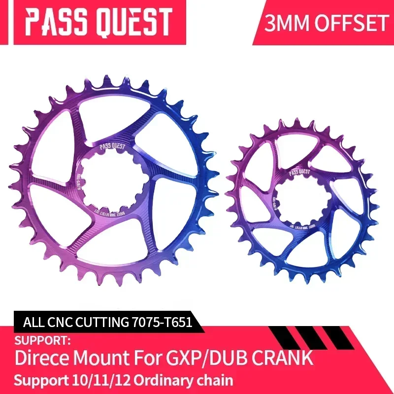 

PASS QUEST Bike Chainring 3mmOFFSET MTB Mountain Bicycle Narrow Wide Chainring Oval Round Gradient 6mmOFFSET